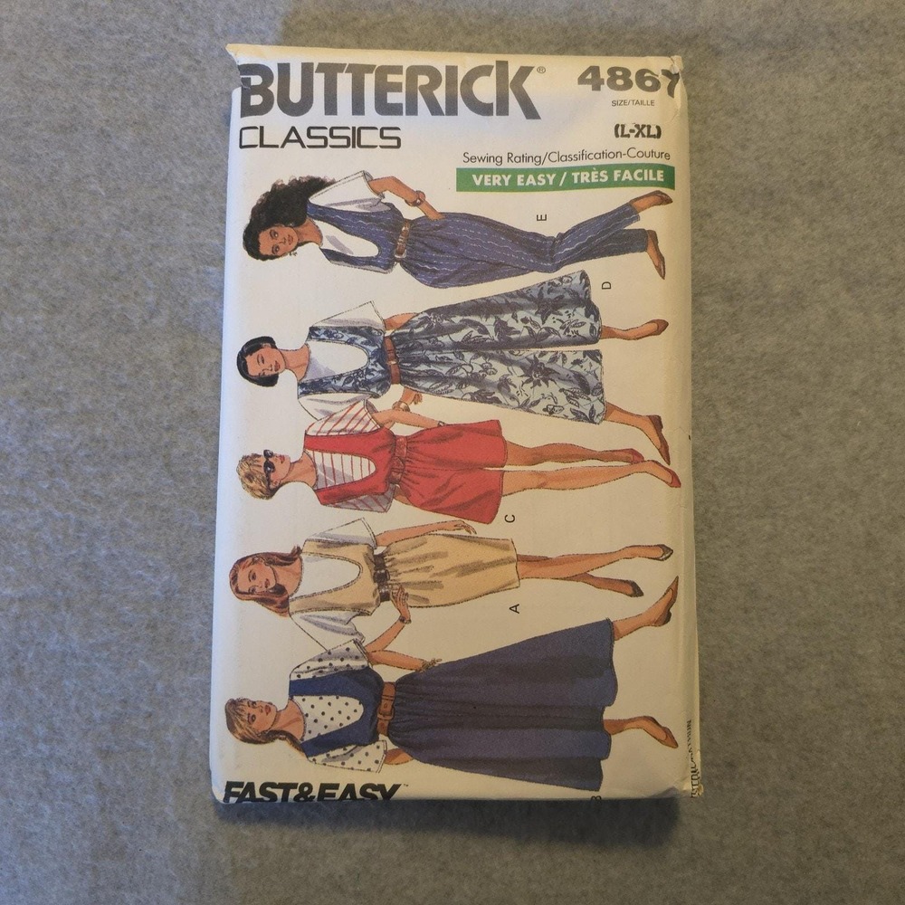 Butterick 4867 Sewing Pattern Uncut L‑XL Jumper Dress Skirt Very Easy Vintage